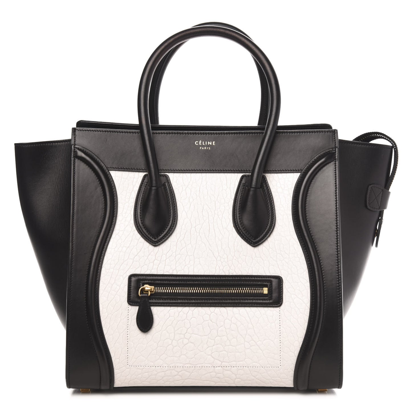 Elephant Calfskin Mini Bi-Color Luggage Black White