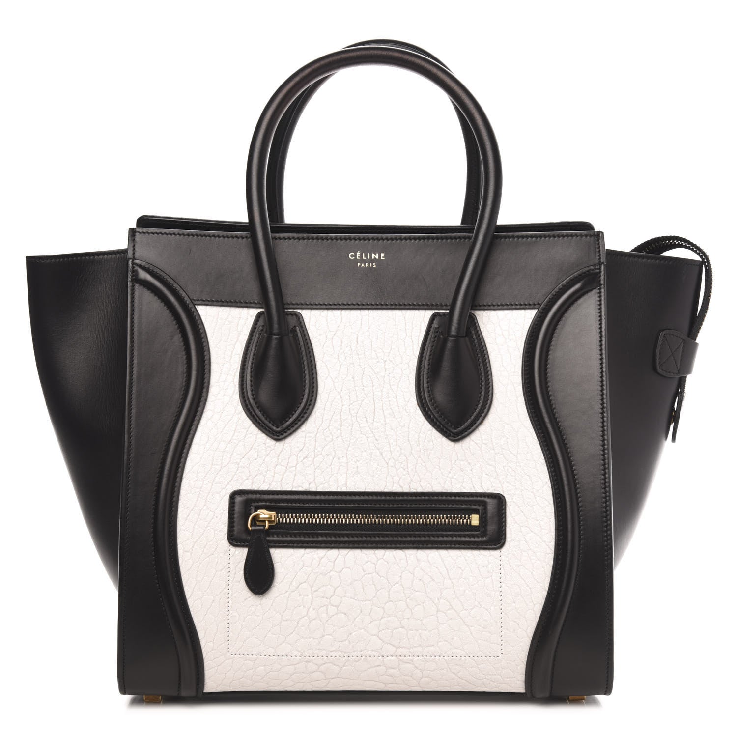 Celine Elephant Calfskin Mini Bi-Color Luggage Black White 1 of 13