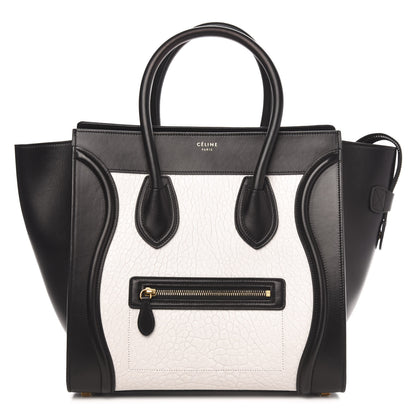 Celine Elephant Calfskin Mini Bi-Color Luggage Black White 1 of 13