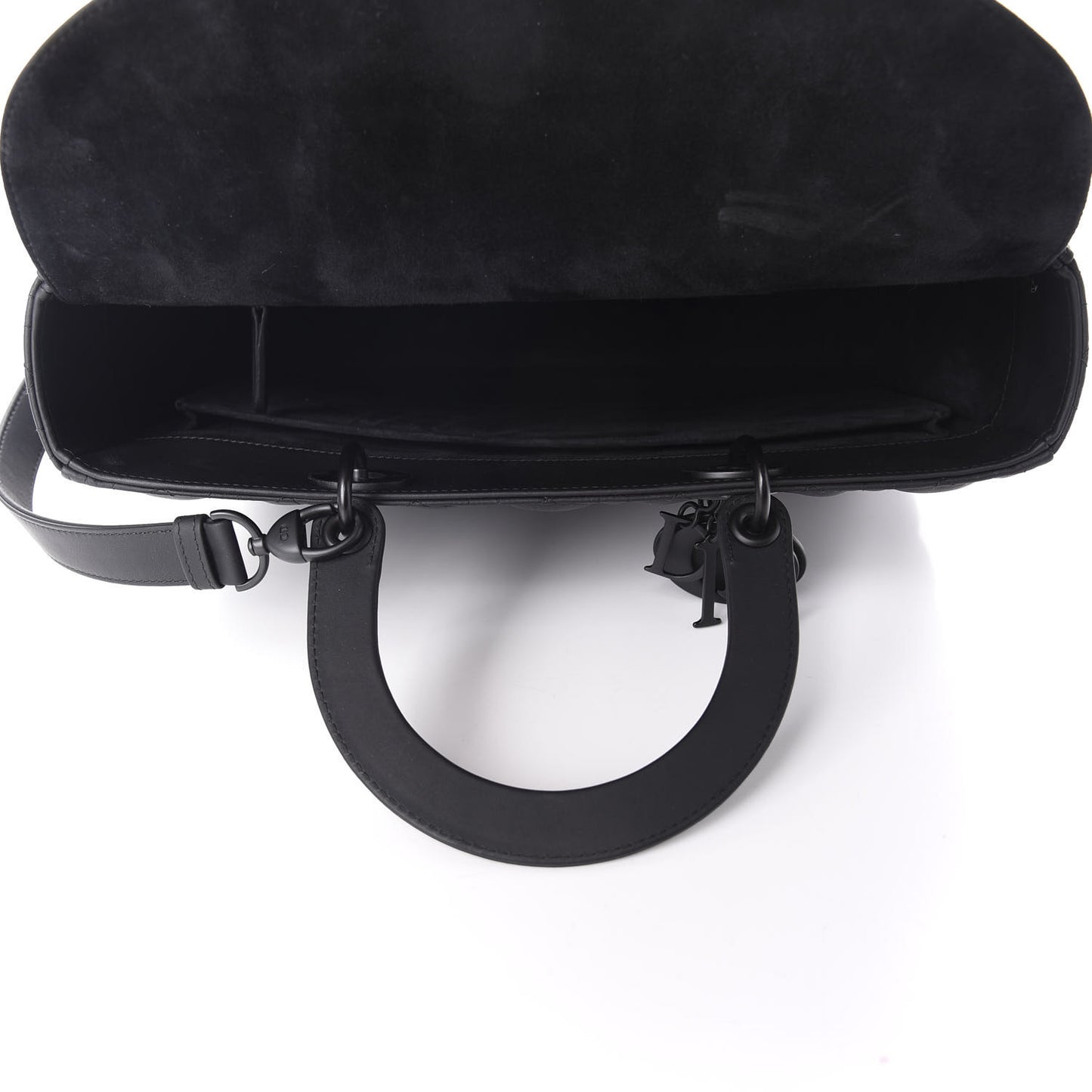 Ultra Matte Calfskin Cannage Large Lady Dior Black