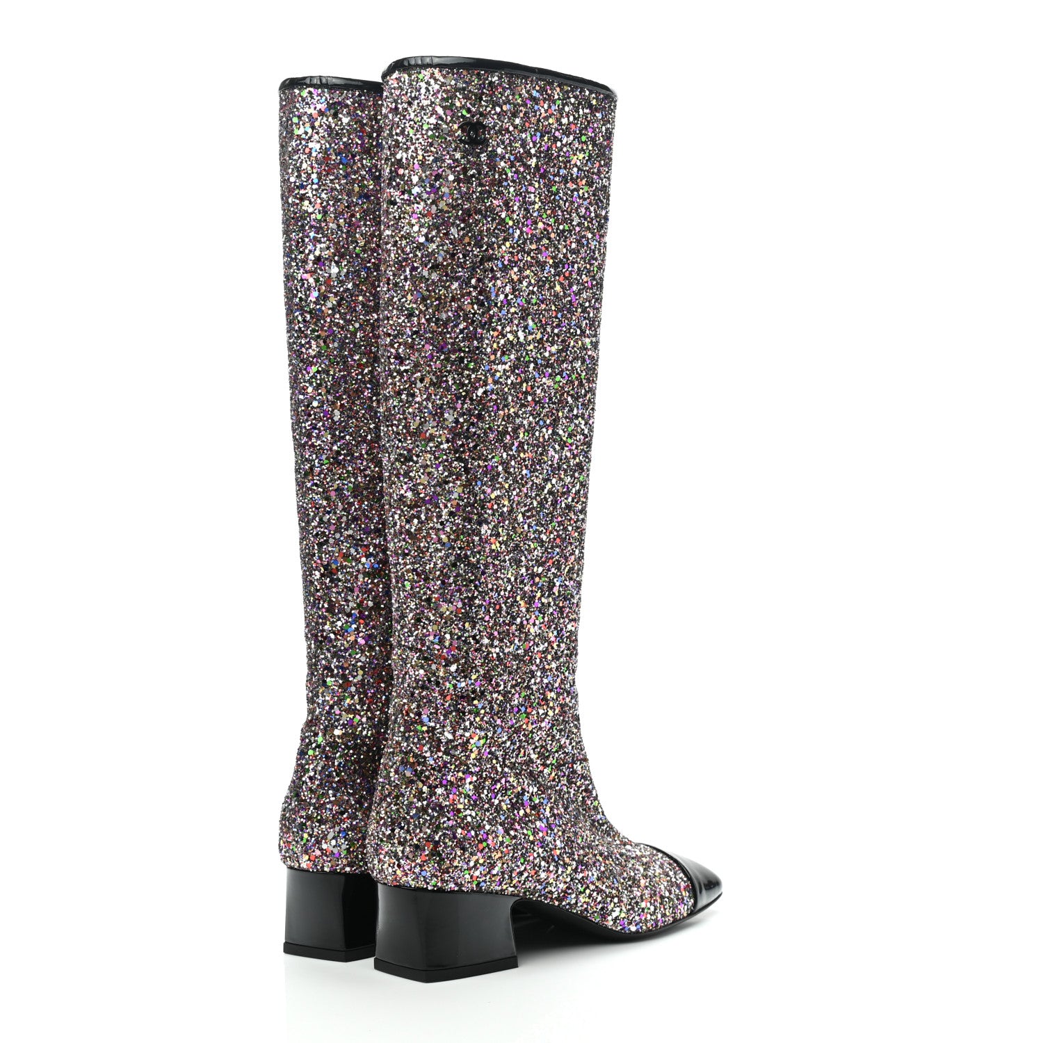 Chanel Glitter Patent Calfskin Cap Toe Fantasy High Boots 35.5 Multicolor Black 4 of 8