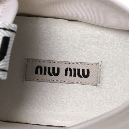 Miu Miu Gabardine Crystal Low Sneakers 35 Bianco 9 of 12