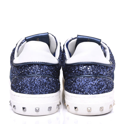 Valentino Garavani Calfskin Glitter Flycrew Sneakers 36 Blue 13 of 20