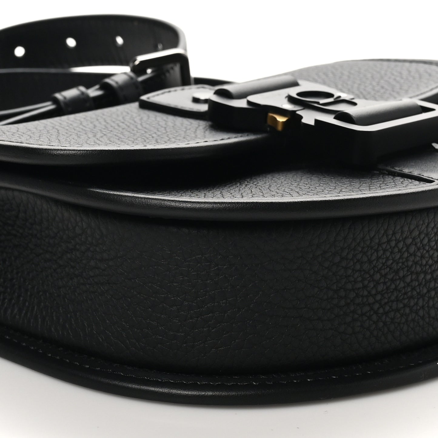Grained Calfskin Mini Gallop Bag With Strap Black