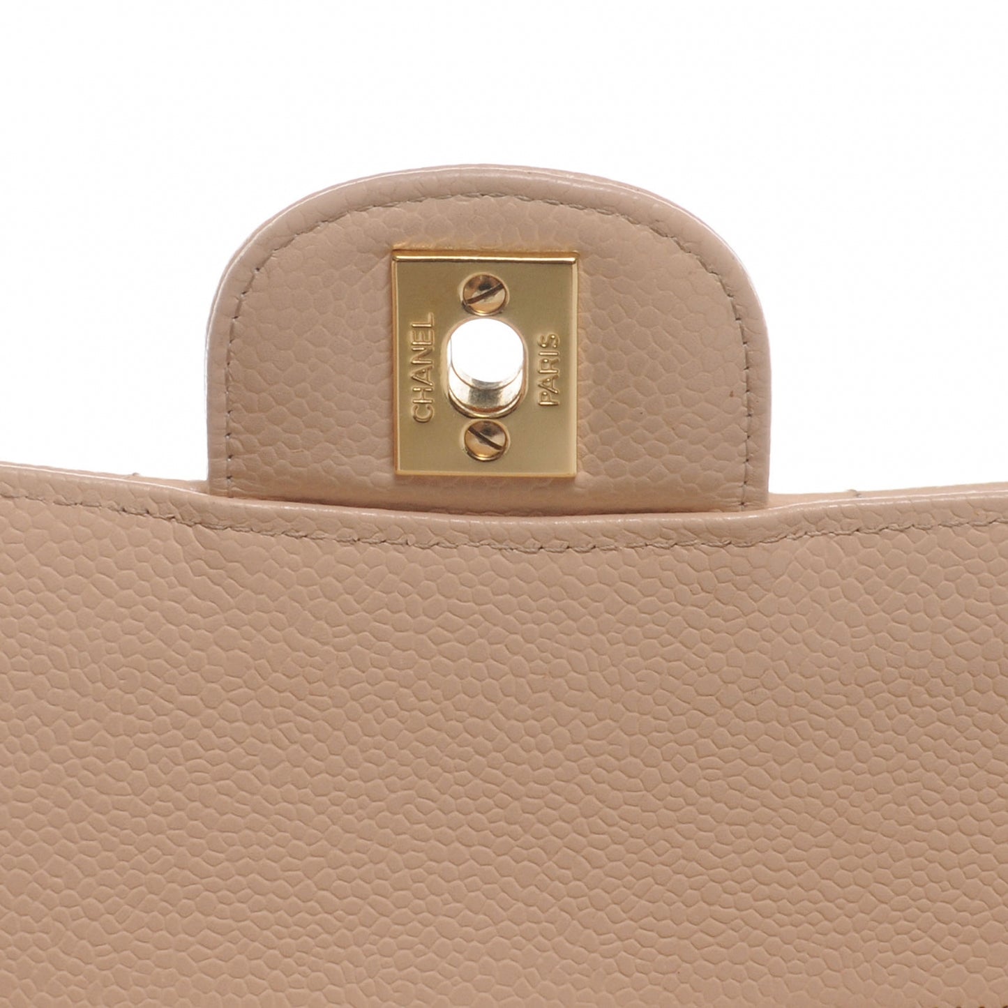 Caviar Quilted Medium Double Flap Beige Clair