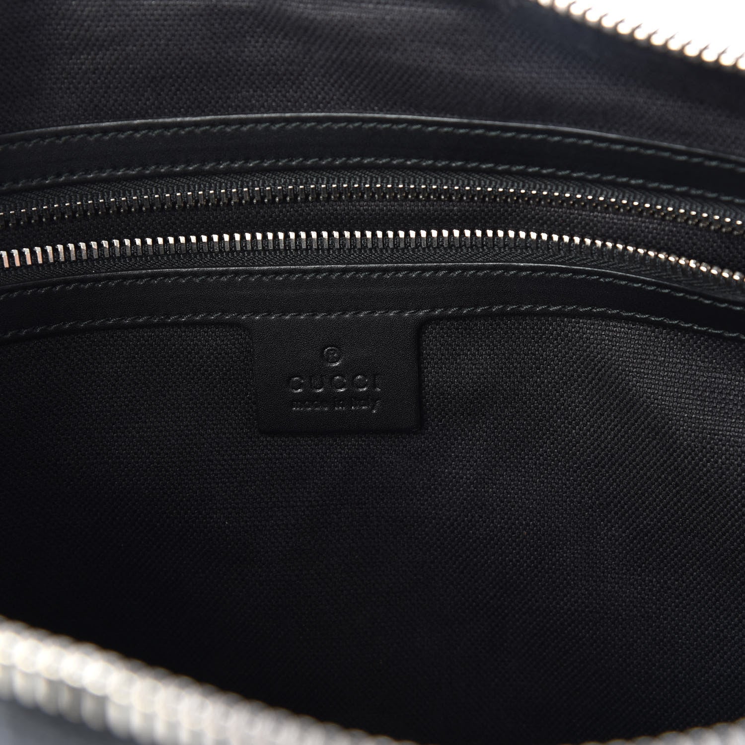 Gucci Soft GG Supreme Monogram Appia Calfskin Web East West Messenger Bag Black Grey 7 of 8