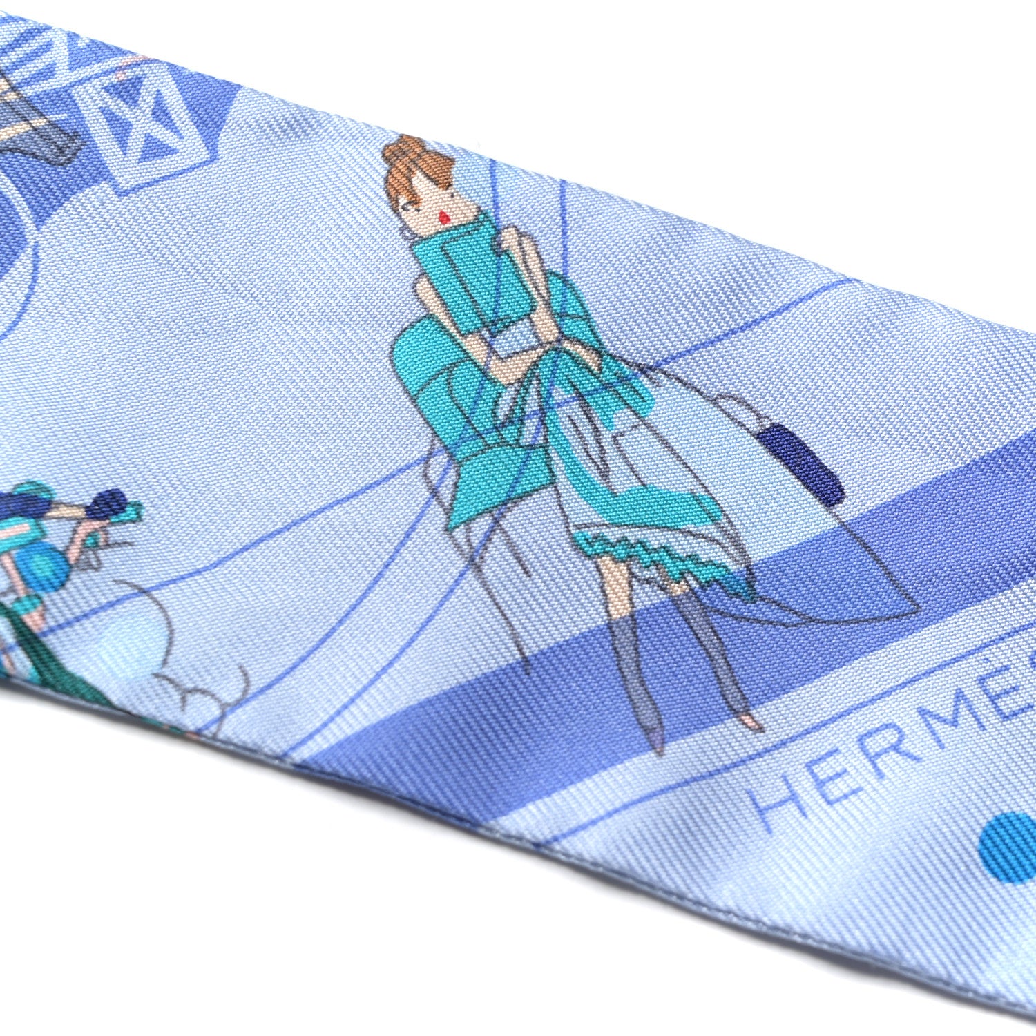 Hermes Silk Ex-Libris Les Parisiennes Twilly Ciel Turquoise Lavender 5 of 5
