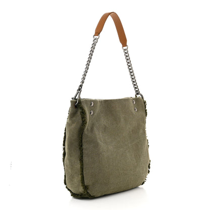 Chanel Canvas Sequins Cubano Trip Hobo Khaki 3 of 10