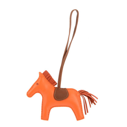 Hermes Milo Lambskin Grigri Rodeo Horse Bag Charm MM Feu Cornaline Fauve 1 of 4