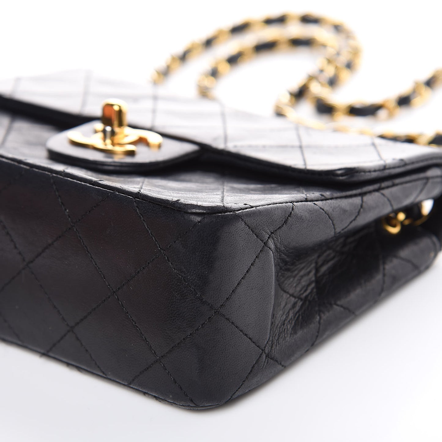 Lambskin Quilted Mini Square Flap Black
