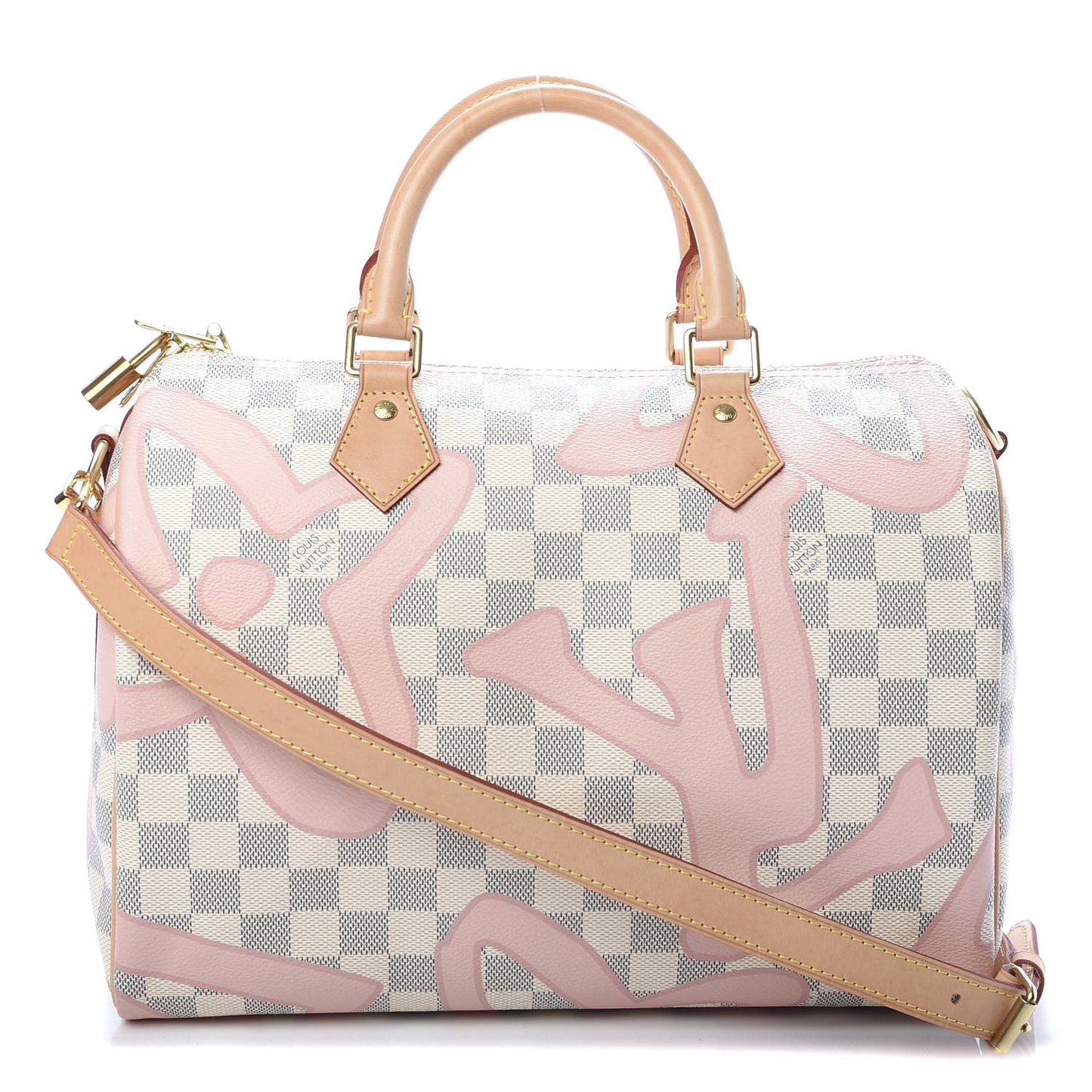 Damier Azur Tahitienne Speedy Bandouliere 30 Rose Ballerine
