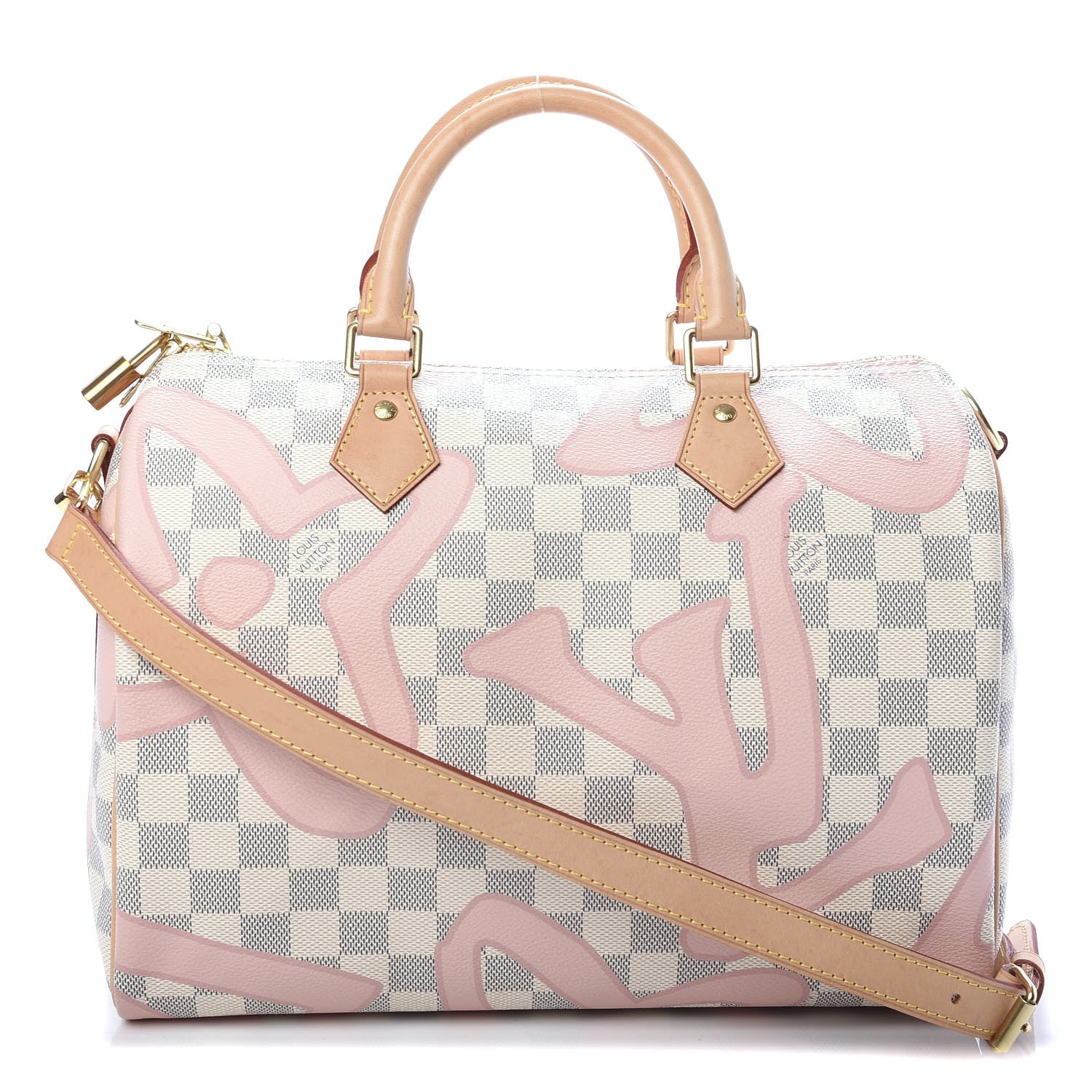 Louis Vuitton Damier Azur Tahitienne Speedy Bandouliere 30 Rose Ballerine 1 of 11