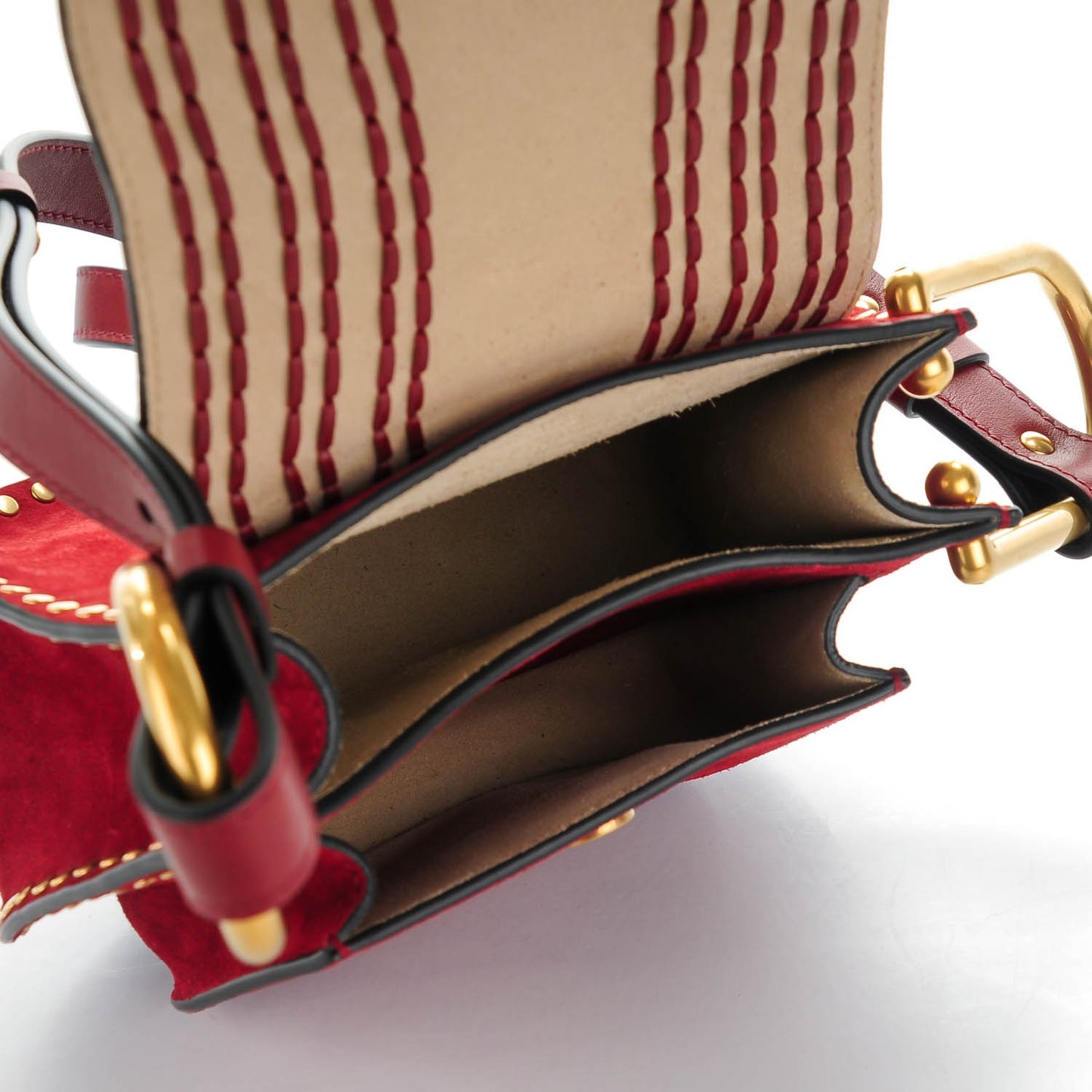 Suede Calfskin Braided Mini Hudson Shoulder Bag Sienna Red