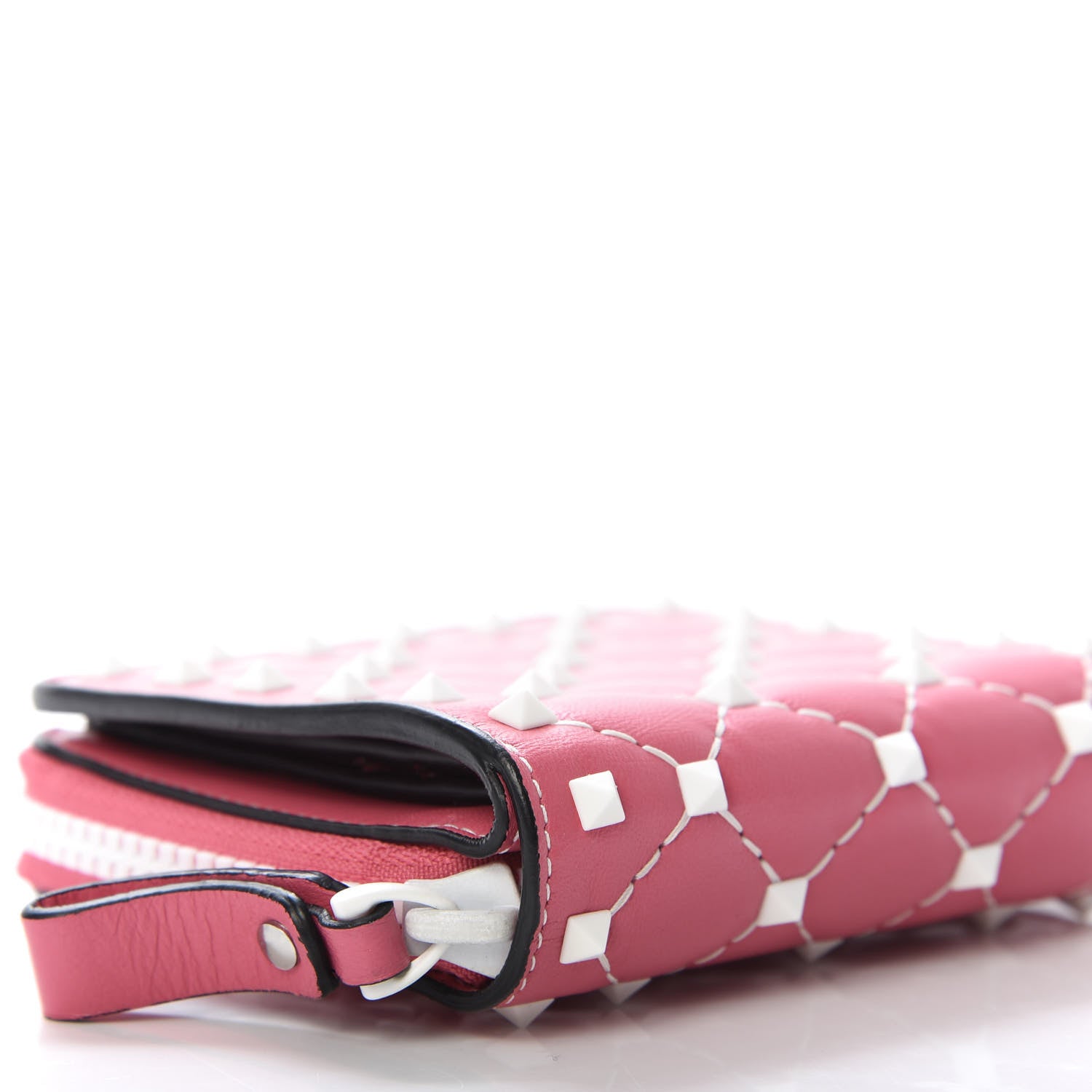 Valentino Garavani Lambskin Free Rockstud Spike Compact Zip Around Wallet Shadow Pink 7 of 9