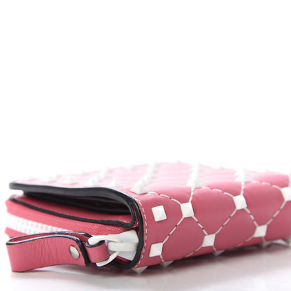 Valentino Garavani Lambskin Free Rockstud Spike Compact Zip Around Wallet Shadow Pink 7 of 9