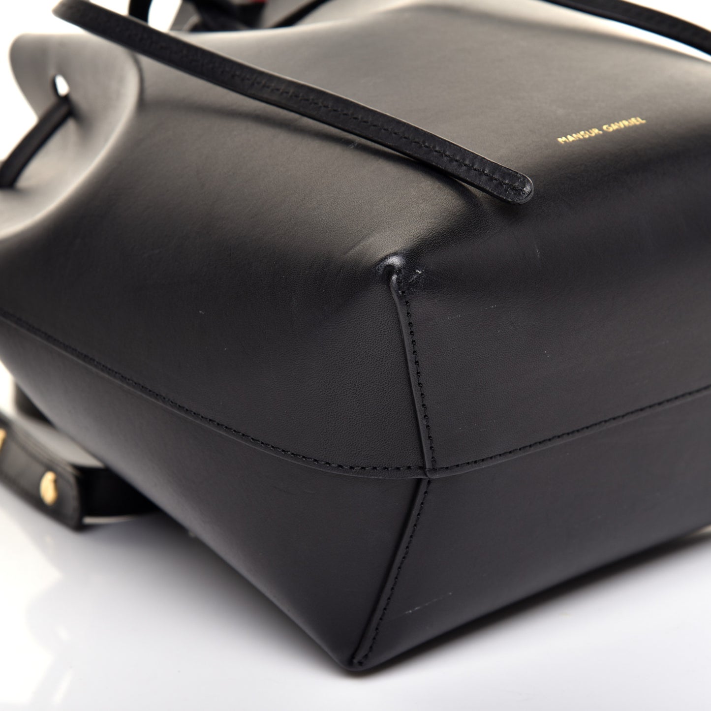Vegetable Tanned Calfskin Mini Bucket Bag Black Flamma