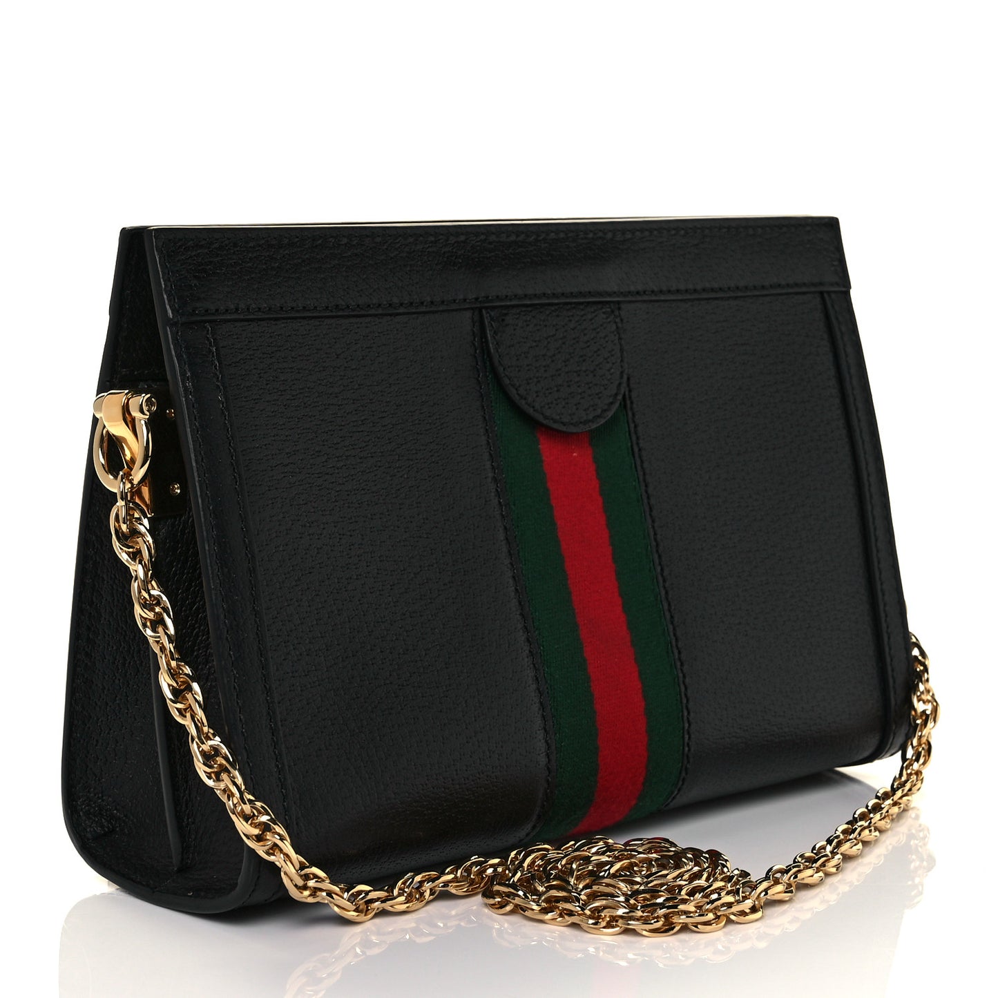 Calfskin GG Web Small Ophidia Chain Shoulder Bag Black