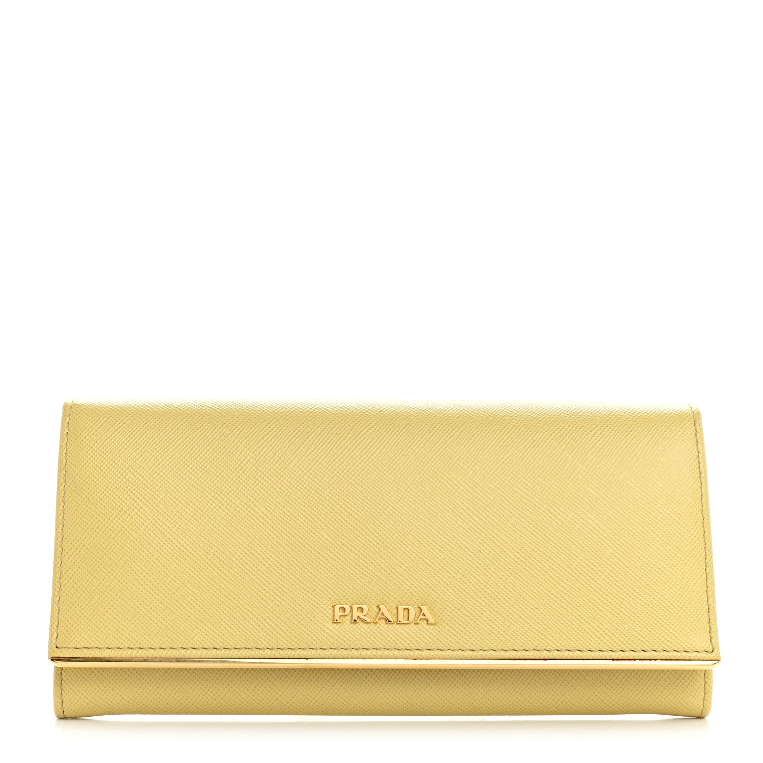 Prada Saffiano Metal Bar Continental Flap Wallet Polline 1 of 10