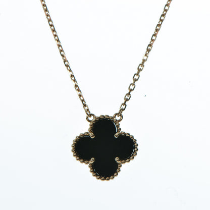 Van Cleef & Arpels 18K Yellow Gold Black Onyx Vintage Alhambra Pendant Necklace 4 of 7