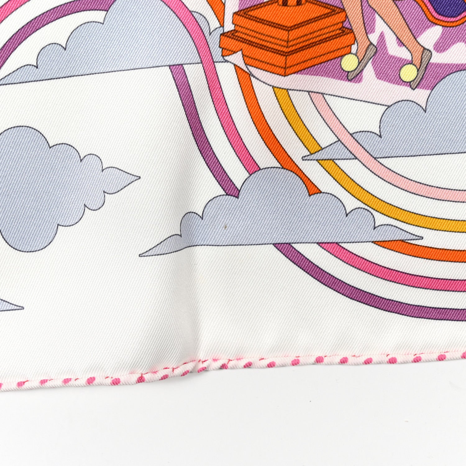 Hermes Silk Carres Volants Scarf 70 White Violet Orange 6 of 6