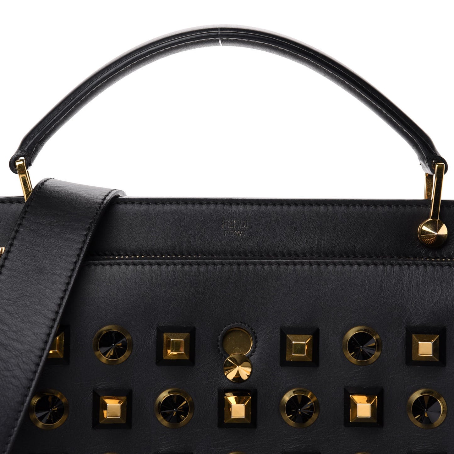 Vitello Baltico Studded Dotcom Satchel Black