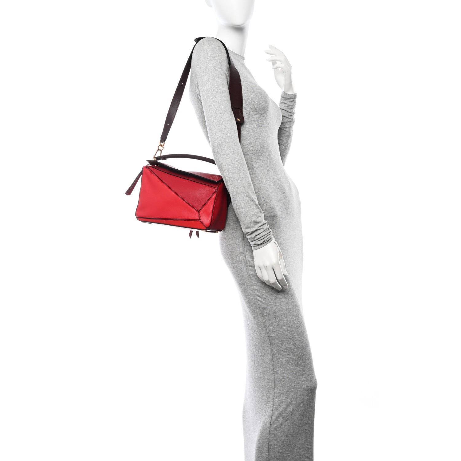 Loewe Calfskin Colorblock Small Puzzle Bag Red 2 of 13