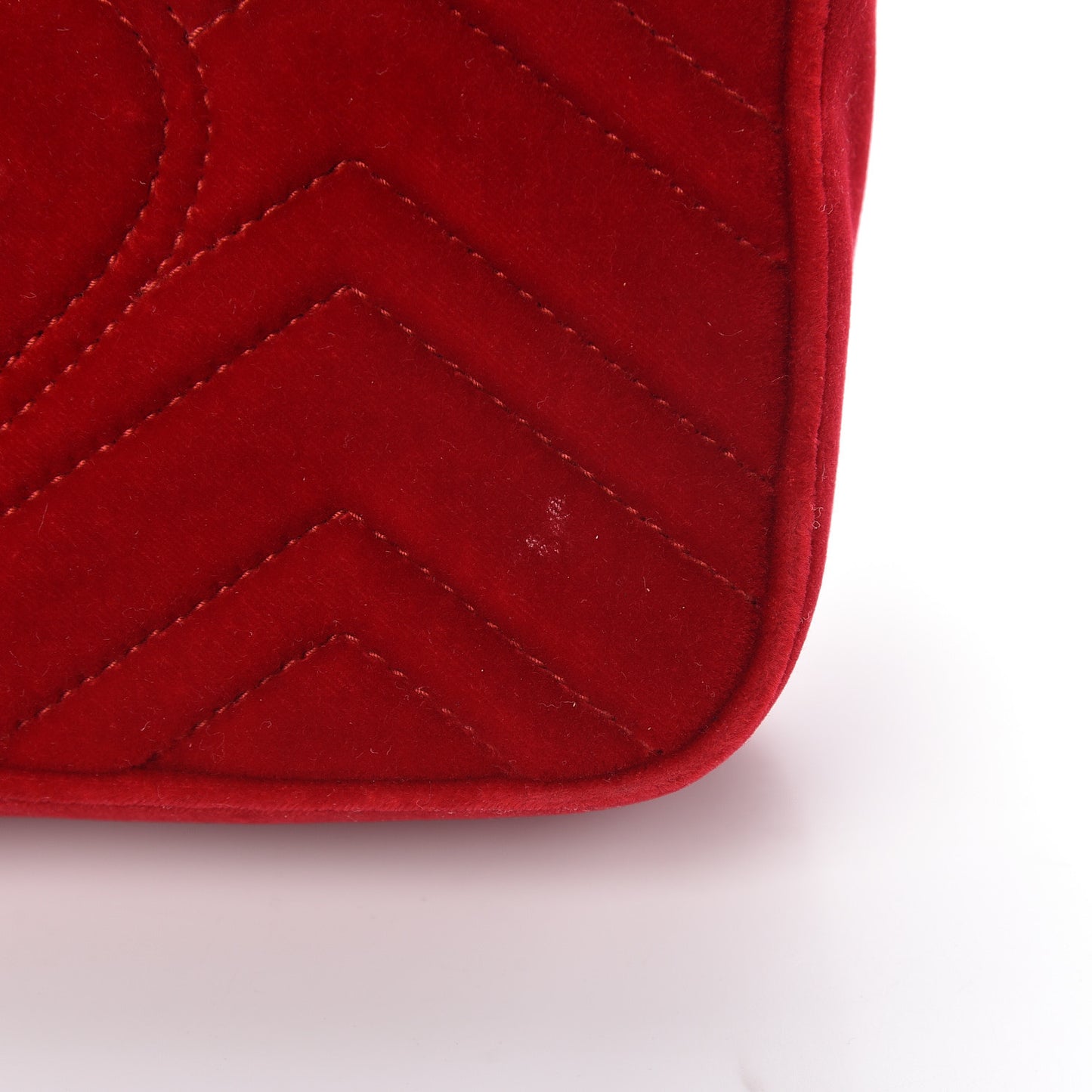 Velvet Matelasse Mini GG Marmont Shoulder Bag Hibiscus Red