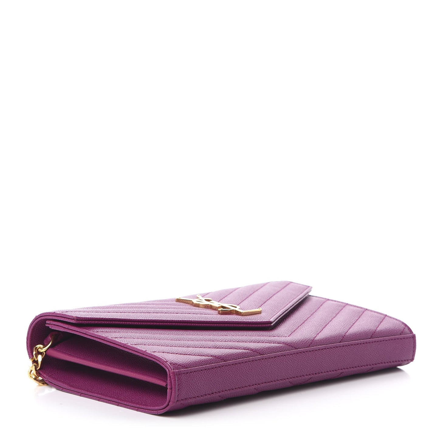Grain De Poudre Matelasse Chevron Monogram Chain Wallet Dark Grape