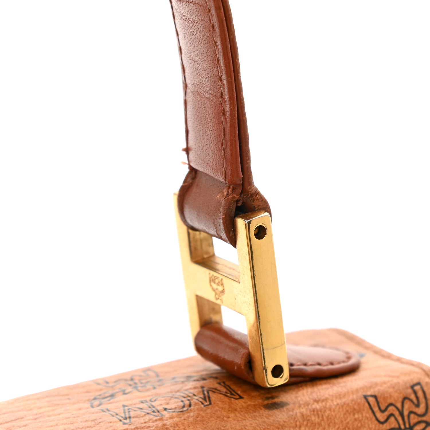 MCM Visetos Mini Heritage Top Handle Satchel Cognac 9 of 16