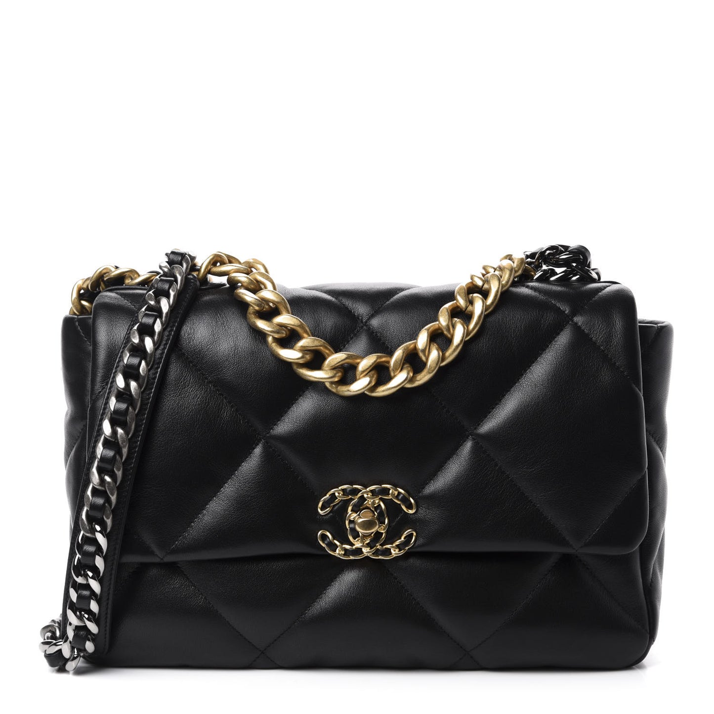 Lambskin Quilted Large 19 Flap Black
