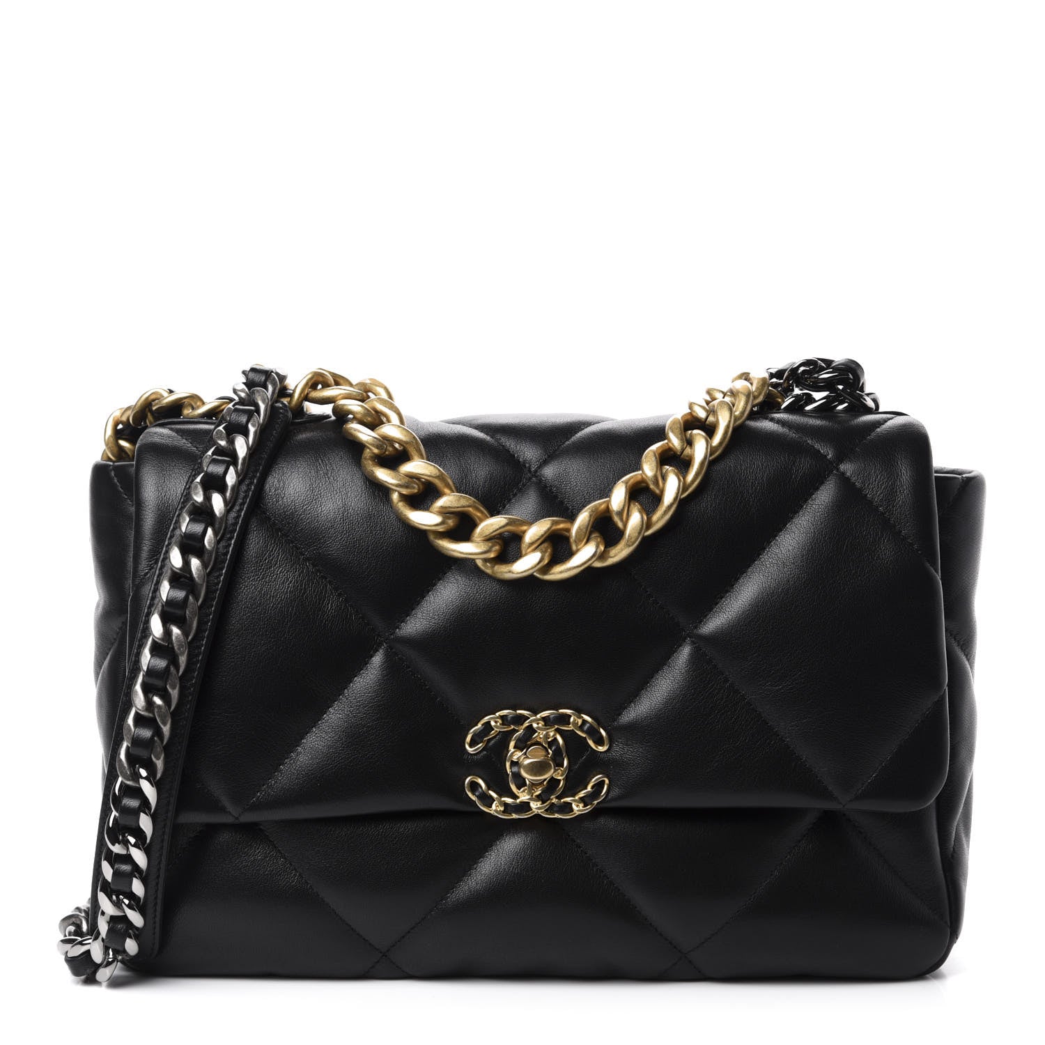 Chanel Lambskin Quilted Large 19 Flap Black 1 of 10