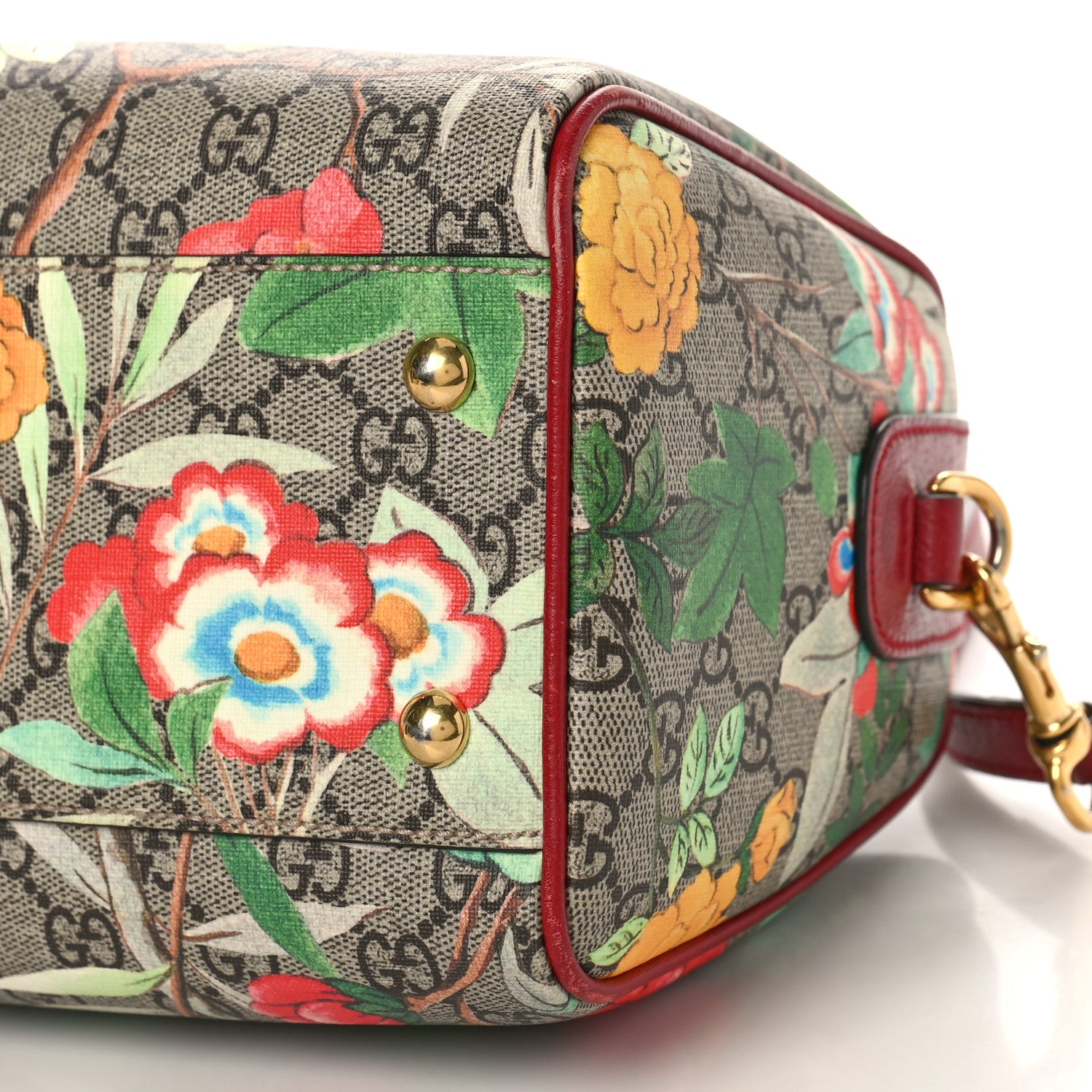 Gucci GG Supreme Monogram Tian Small Boston Beige Multicolor Red 9 of 9