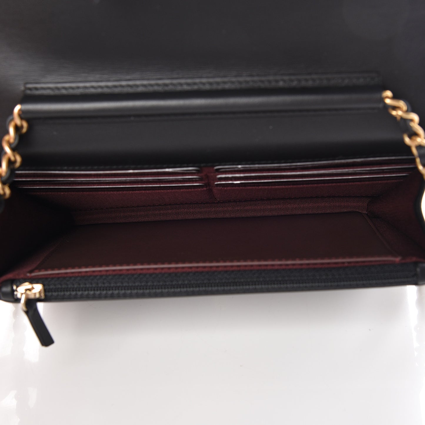 Aged Calfskin Quilted Lucky Charms 2.55 Reissue Wallet On Chain WOC Black