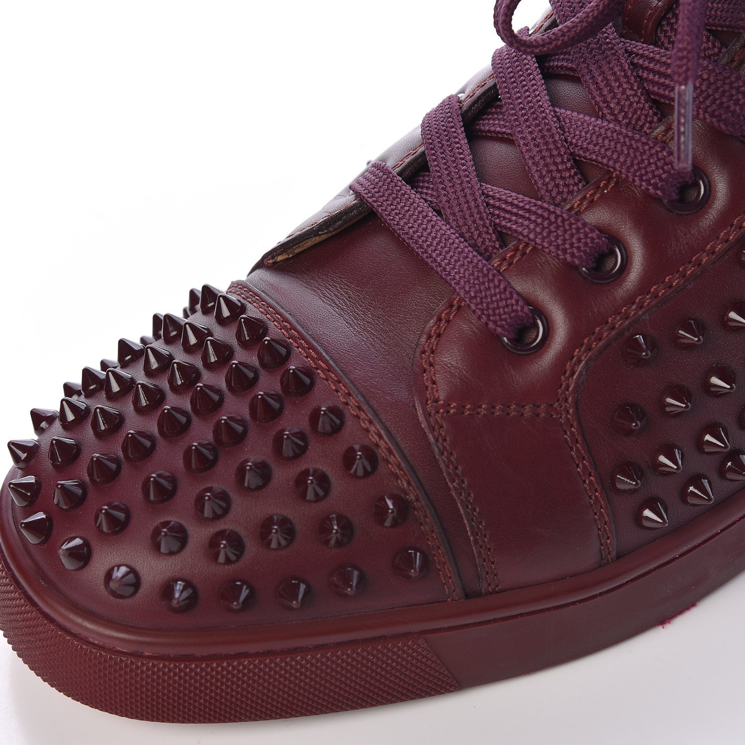 Christian Louboutin Calfskin Mens Louis Spikes Flat Sneakers 43 Lie De Vin 9 of 11