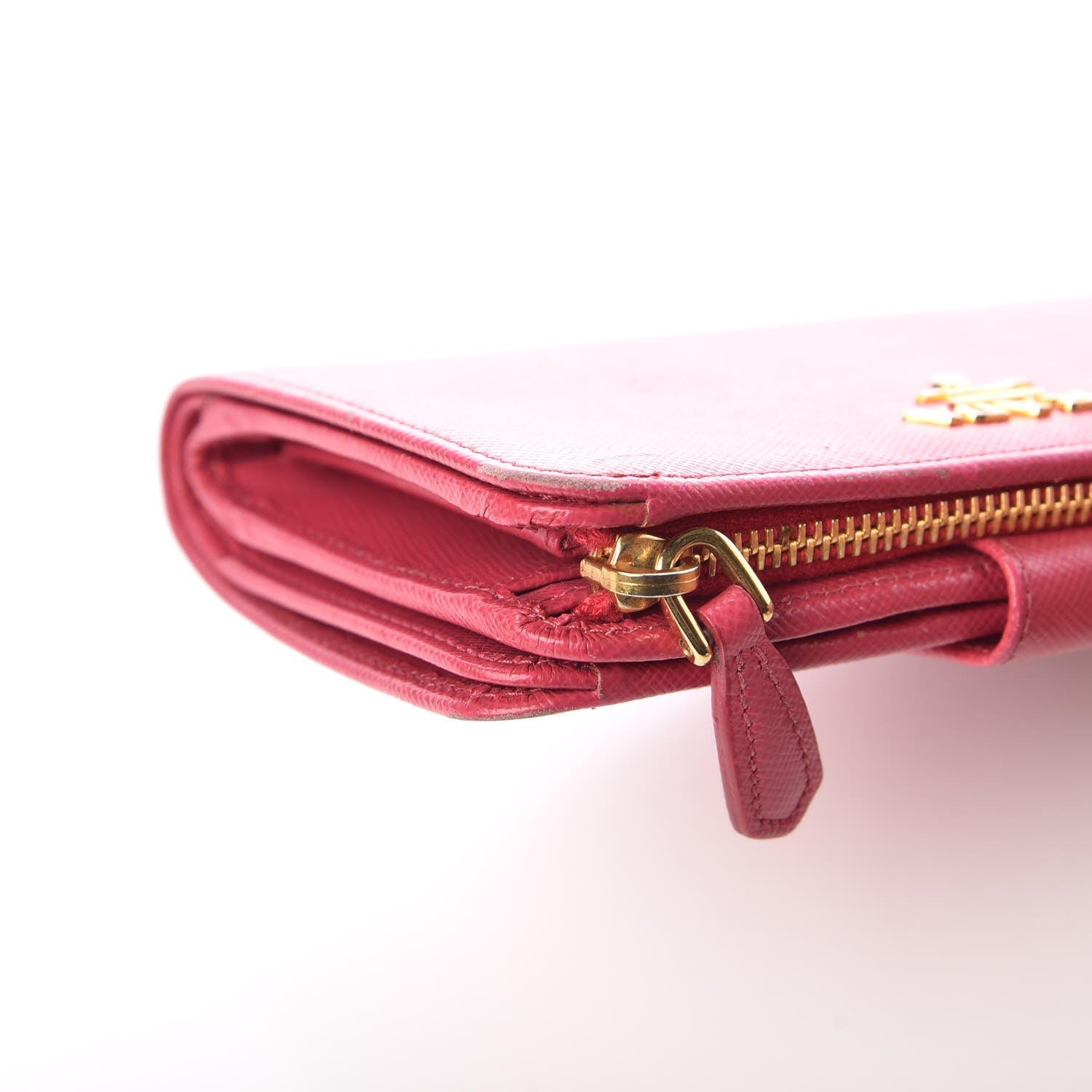 Prada Saffiano Compact Wallet Peonia 9 of 12