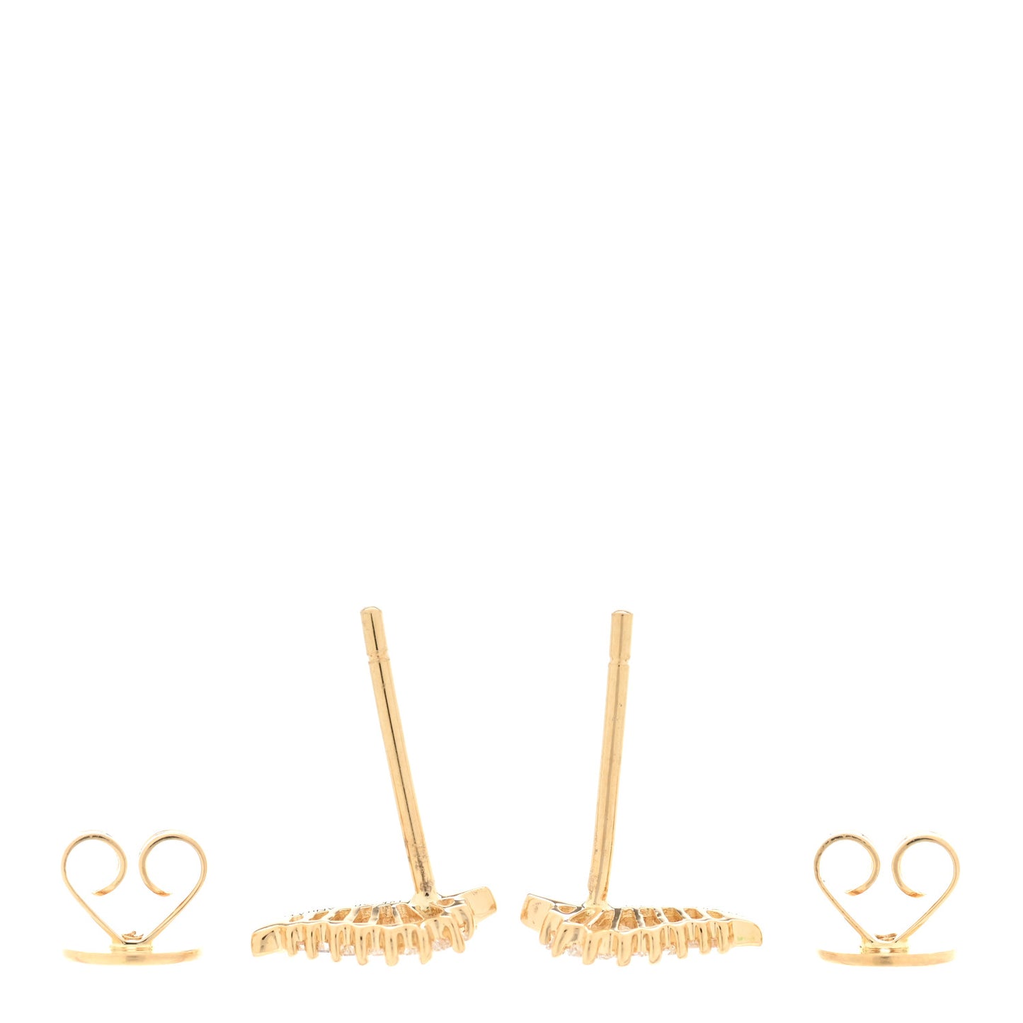 18K Yellow Gold Diamond Small Palm Leaf Earrings