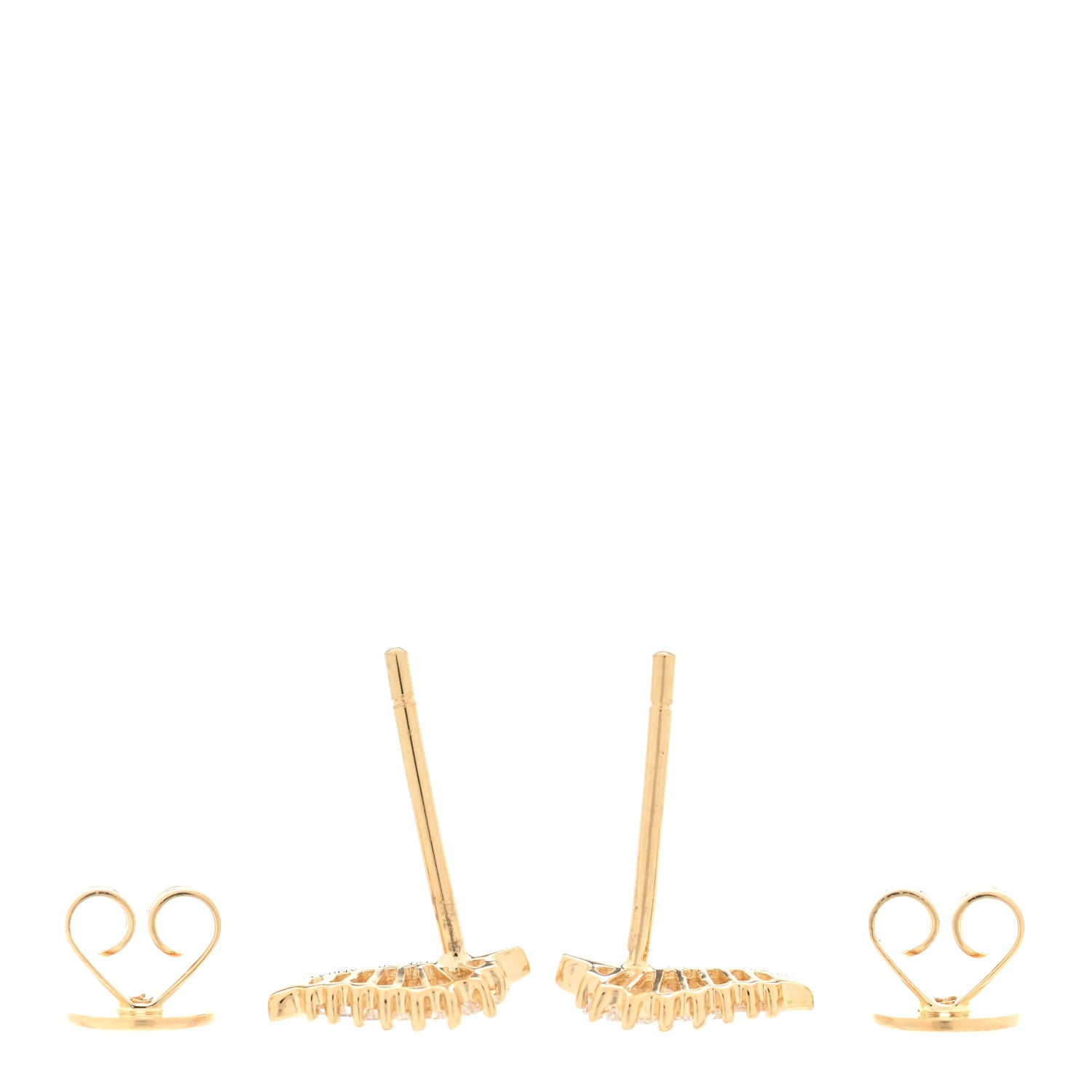 Anita Ko 18K Yellow Gold Diamond Small Palm Leaf Earrings 3 of 4
