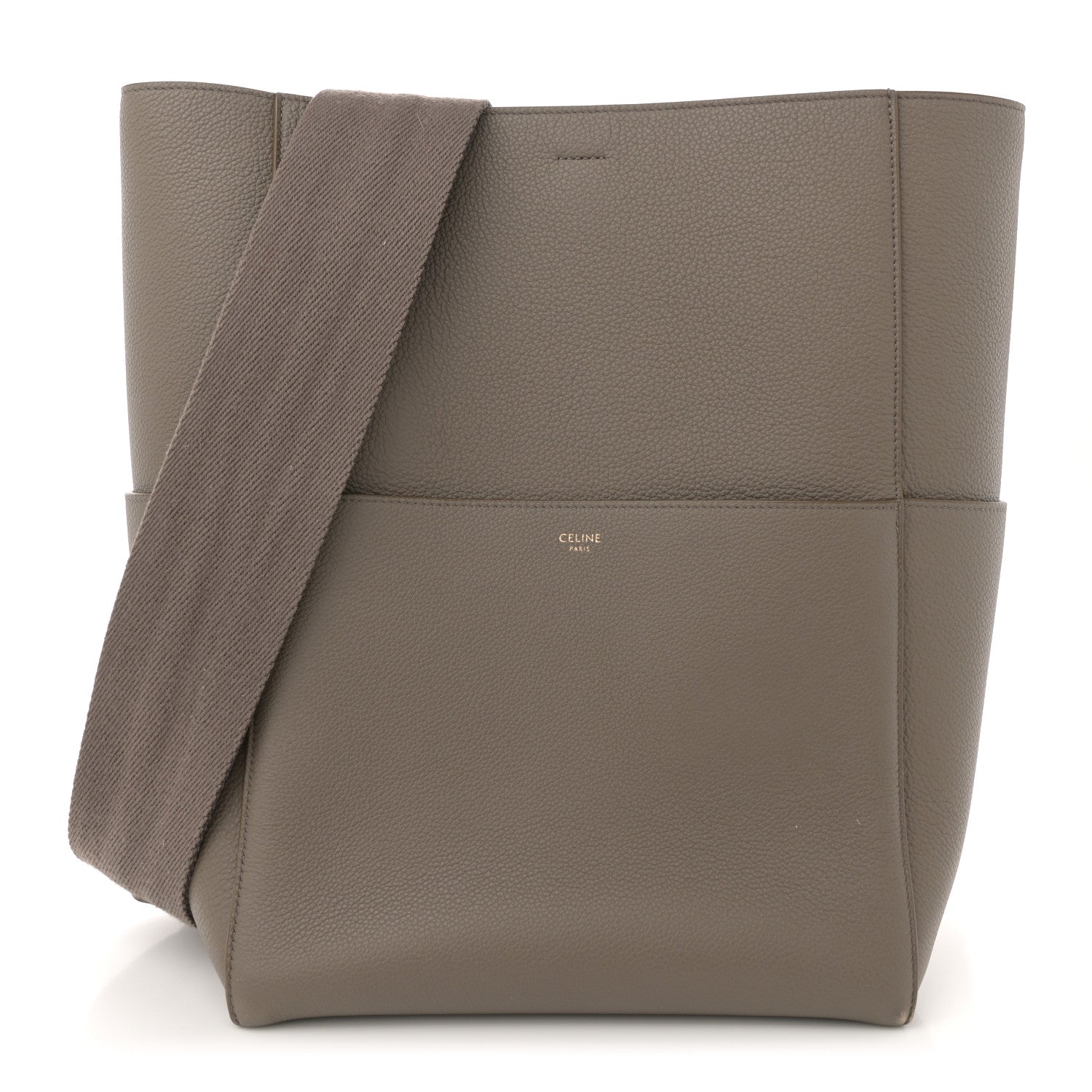 Celine Soft Grained Calfskin Sangle Bucket Bag Taupe 1 of 11