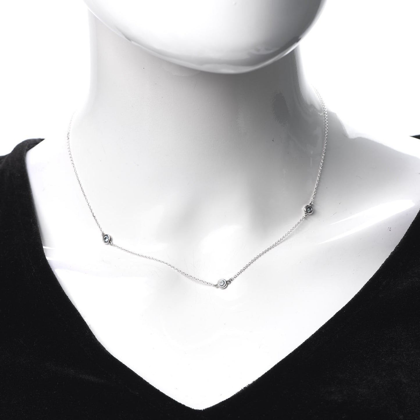 Sterling Silver Aquamarine Elsa Peretti Color By The Yard 3 Station Necklace