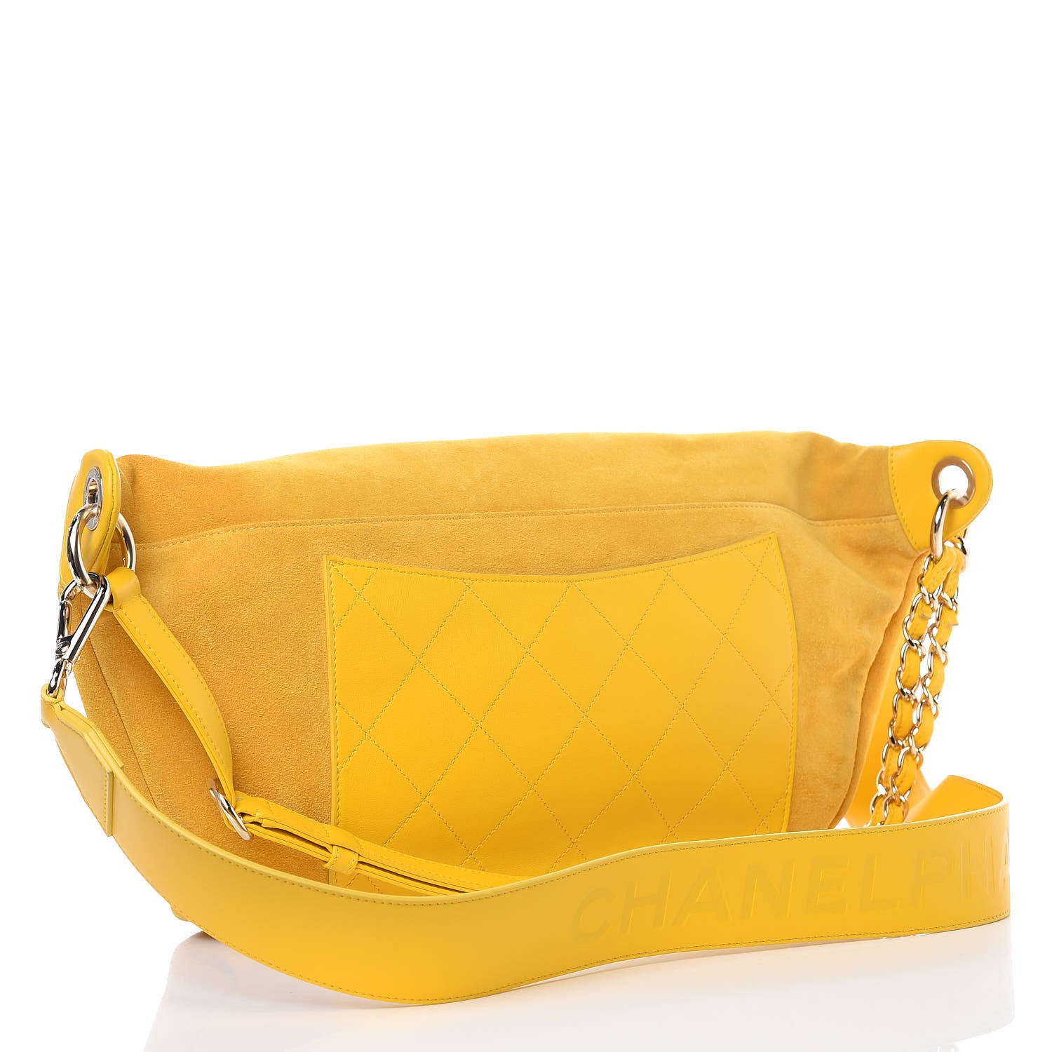 Chanel X PHARRELL WILLIAMS Suede Lambskin Oversized Waist Belt Bag Jaune Yellow 5 of 15