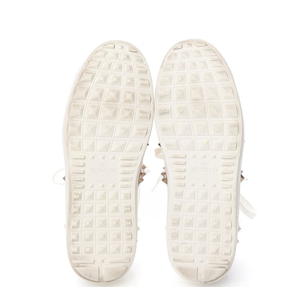 Valentino Garavani Calfskin Rockstud Untitled Open Sneakers 37 White Pewter 5 of 18