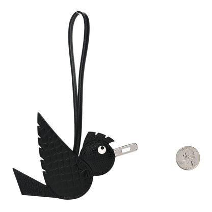 Hermes Epsom Chevre Mysore Swift Alligator Lizard Birdy Bag Charm Black 2 of 5