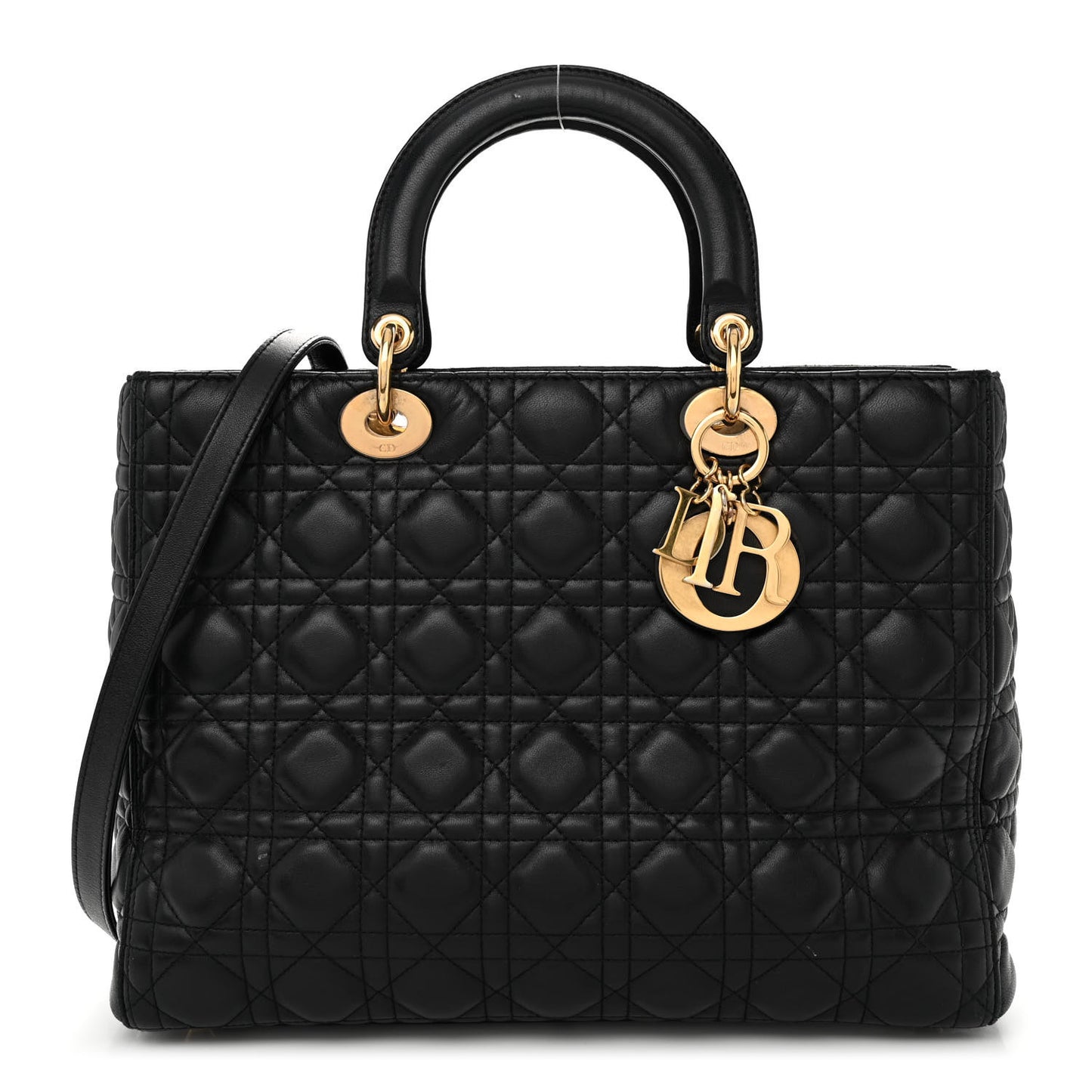 Lambskin Cannage Large Lady Dior Black