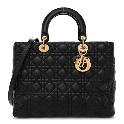 Christian Dior Lambskin Cannage Large Lady Dior Black 1 of 13