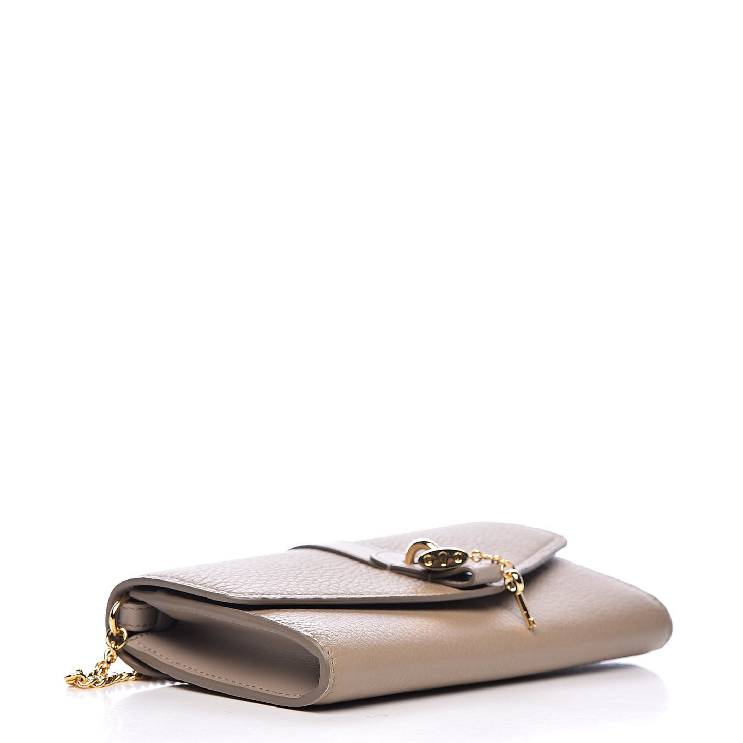 Grained Calfskin Aby Chain Wallet Motty Grey