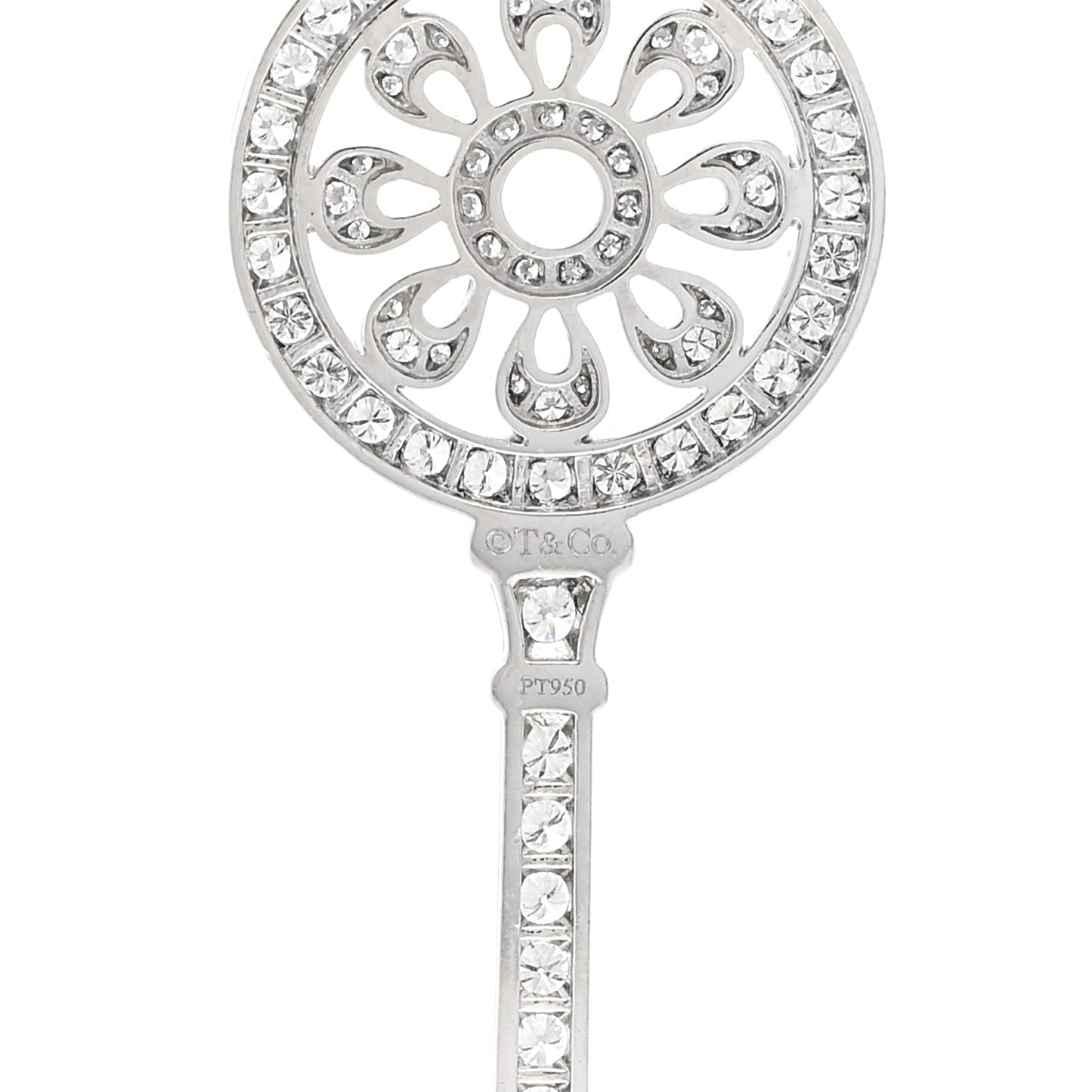 Platinum 18K White Gold Diamond 1.17ctw Petals Key Pendant Necklace