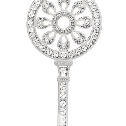 Tiffany Platinum 18K White Gold Diamond 1.17ctw Petals Key Pendant Necklace 4 of 5