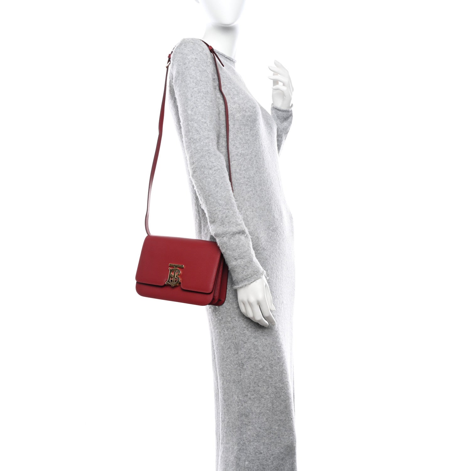 Burberry Calfskin Small TB Bag Dark Crimson 2 of 9