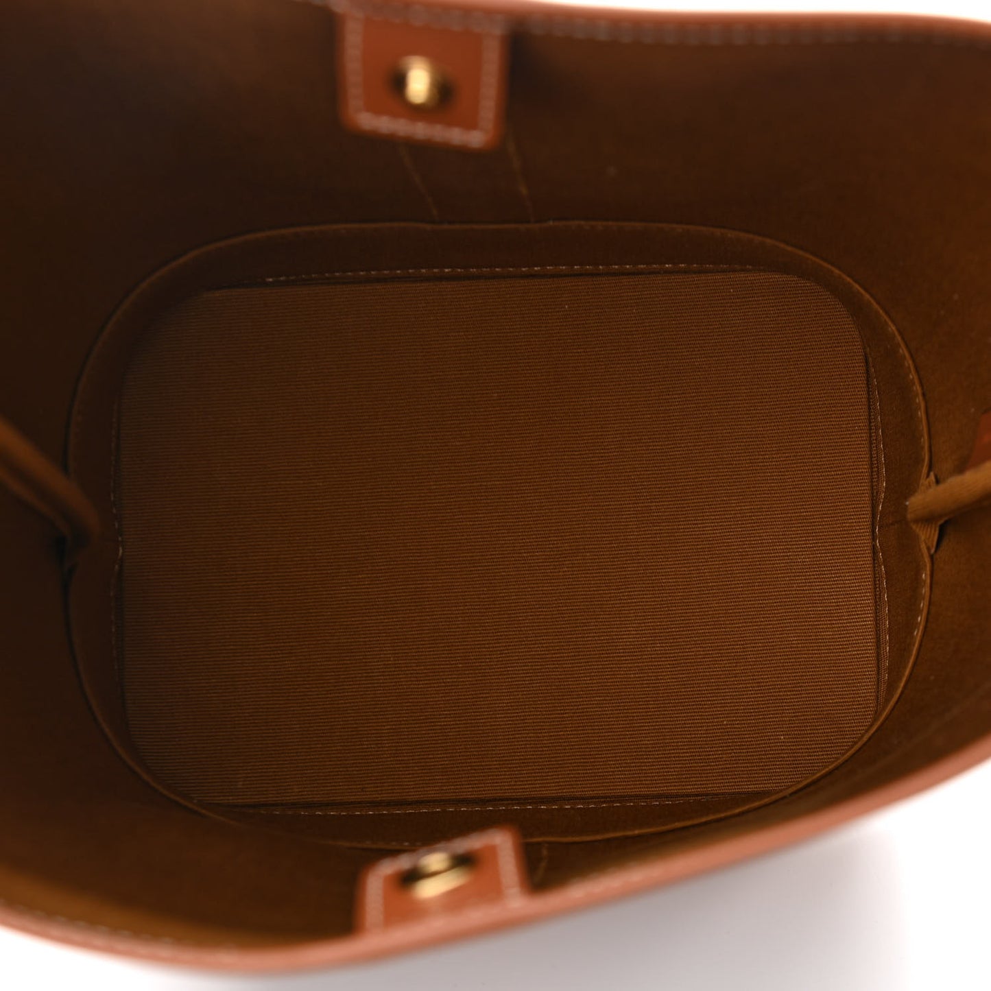 Triomphe Canvas Calfskin Small Bucket Bag Tan