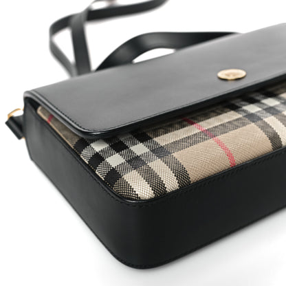 Burberry Calfskin Vintage Check New Hampshire Bag Black 7 of 8